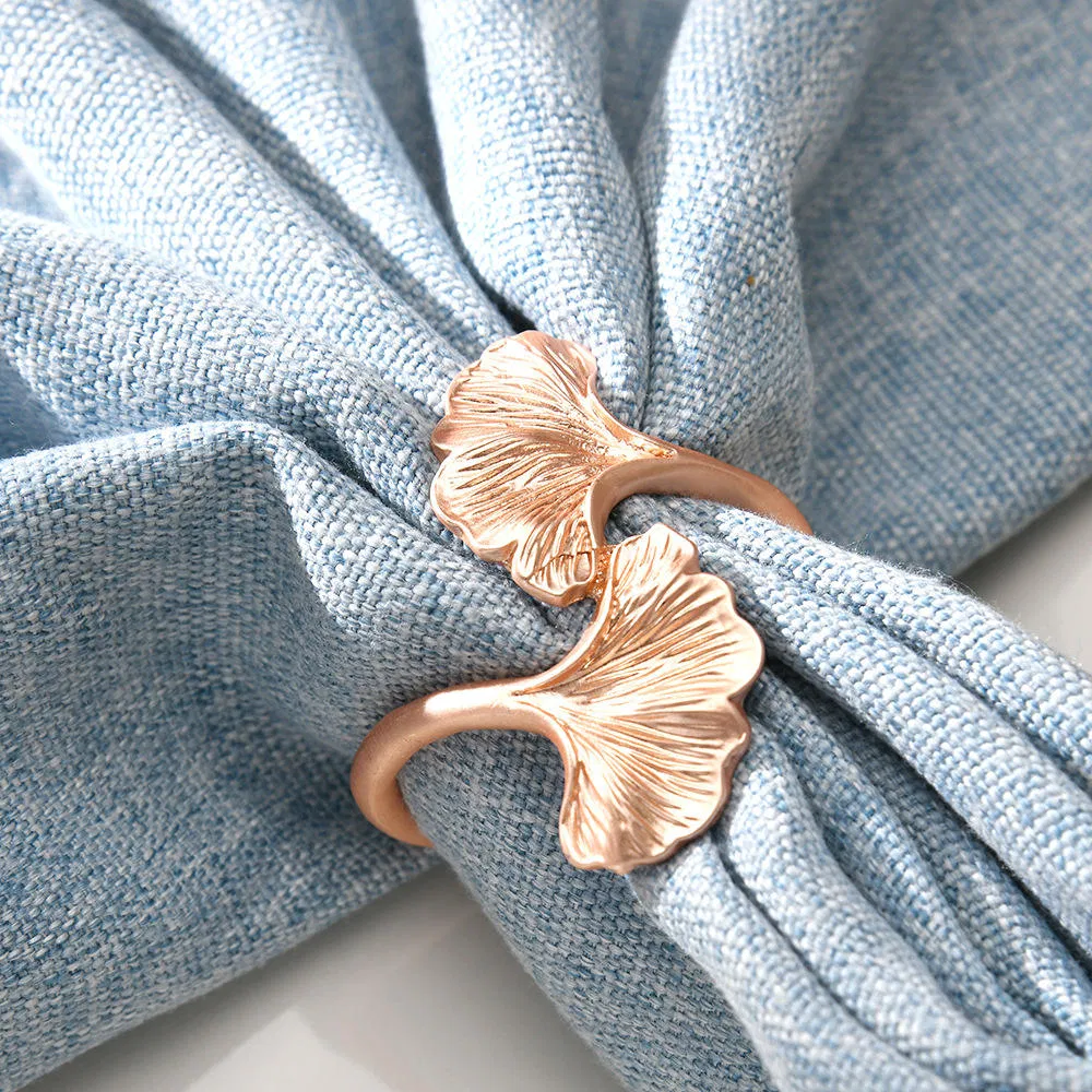 Wholesale Creative Ginkgo Leaf Napkin Ring Gold Leaf Napkin Buckle for Home Table