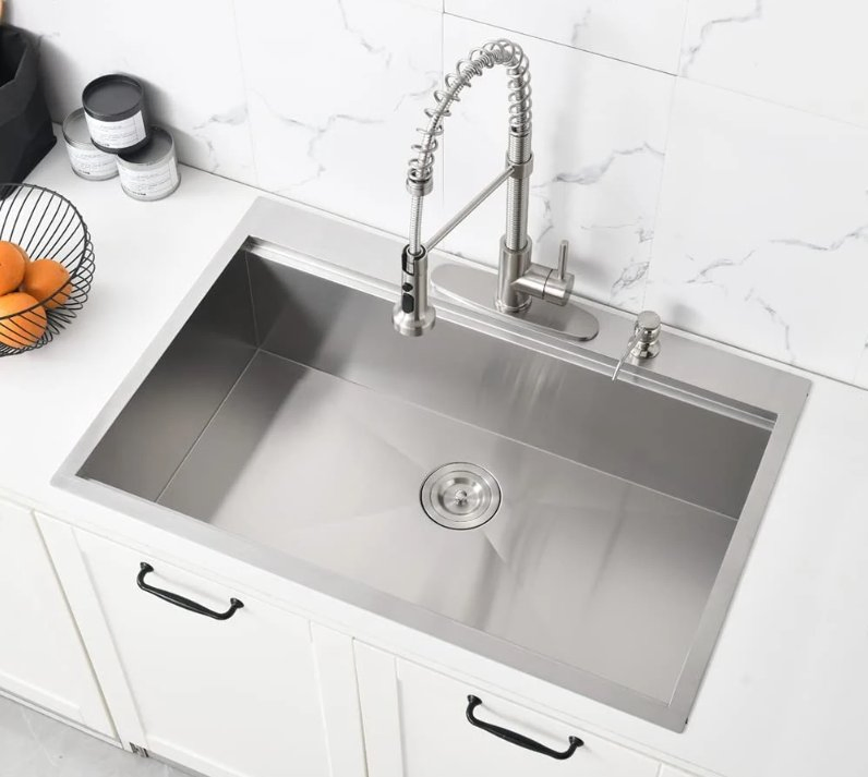 304 Stainless Steel Handmade Kitchen Sink with Doble Bowls Light Luxury Minimalism