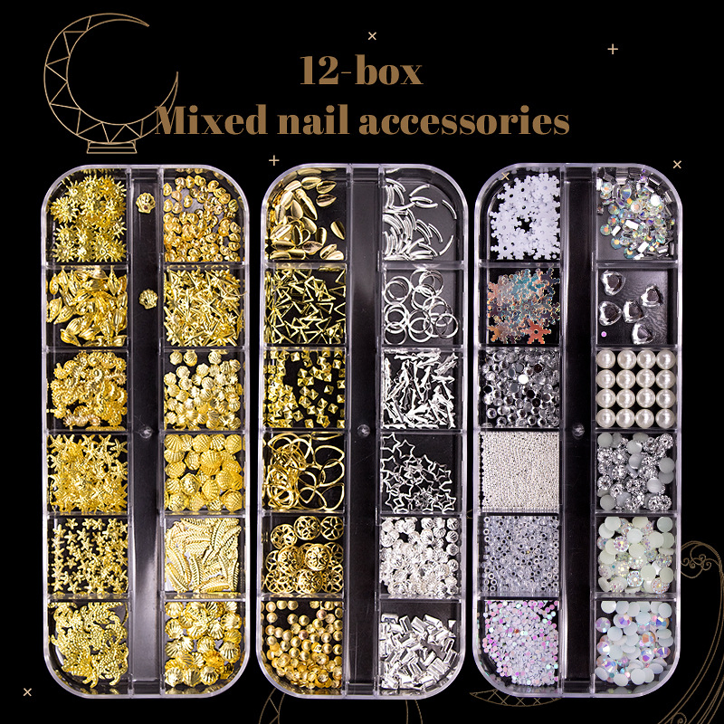 Nailo Jewelry Star Moon Ocean 12 Grid -Shell Shell Star Jewelry Mixed Metal Rivet Jewelry