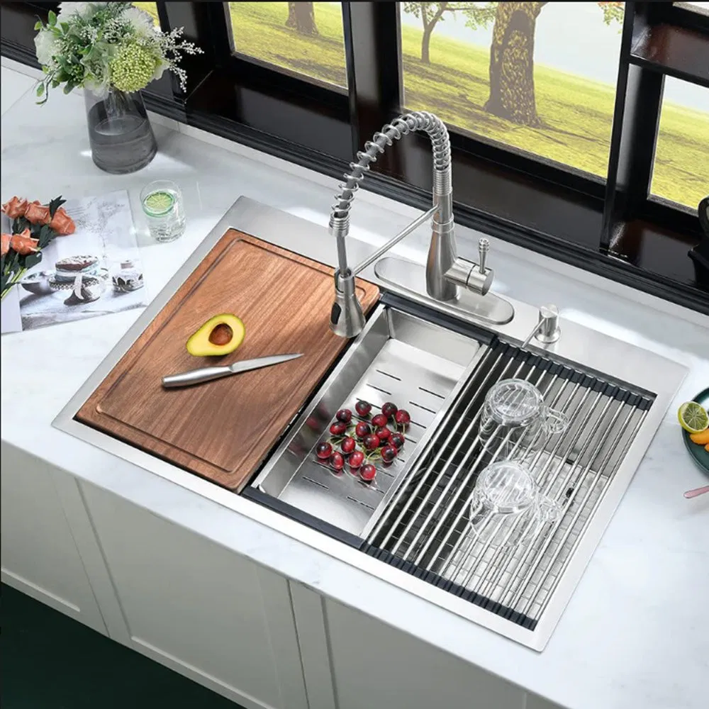 Modern Luxury Durable Thickened Large Single Bowl Handmade Stainless Steel Kitchen Sink
