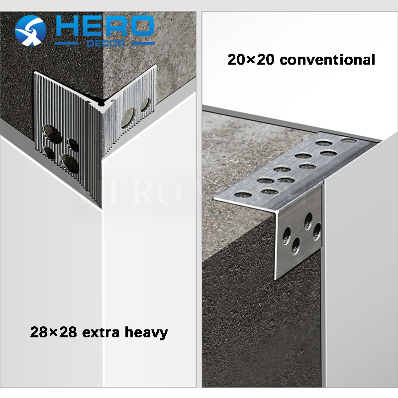 Aluminum Drywall Corners Edge Angle Strip Hospital High Quality Guard Wall Protection According to Customer's Demand Hero Metal Bead Tile Trim