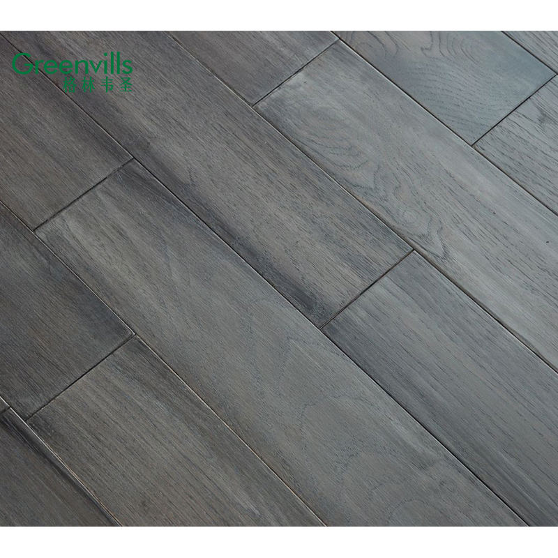 Solid Hickory Real Hardwood Wooden Flooring Grey Color