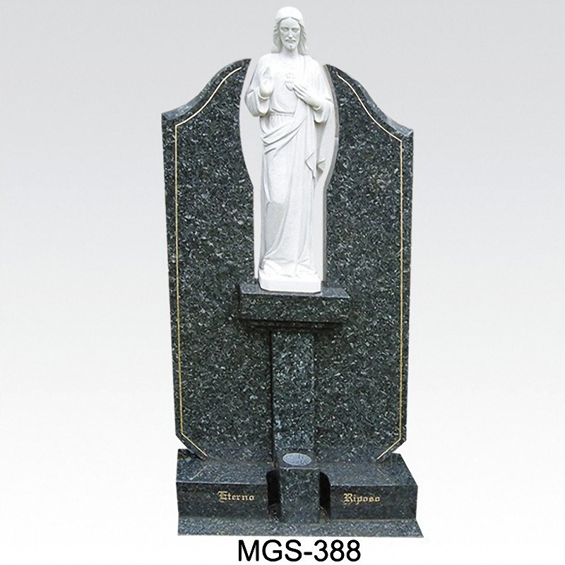 Australia New Zealand Granite Tombstone Gravestone Monument Headstone with Jesus Statue for Cemetery