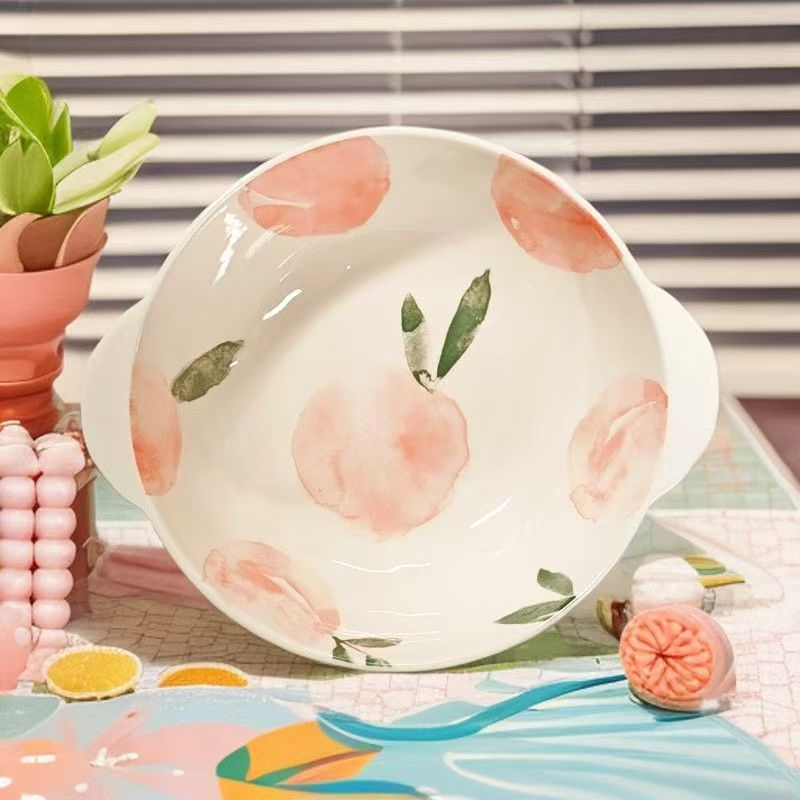 9.75"Food Bowl with Hands Pad Printing Stoneware Porcelainware Tableware