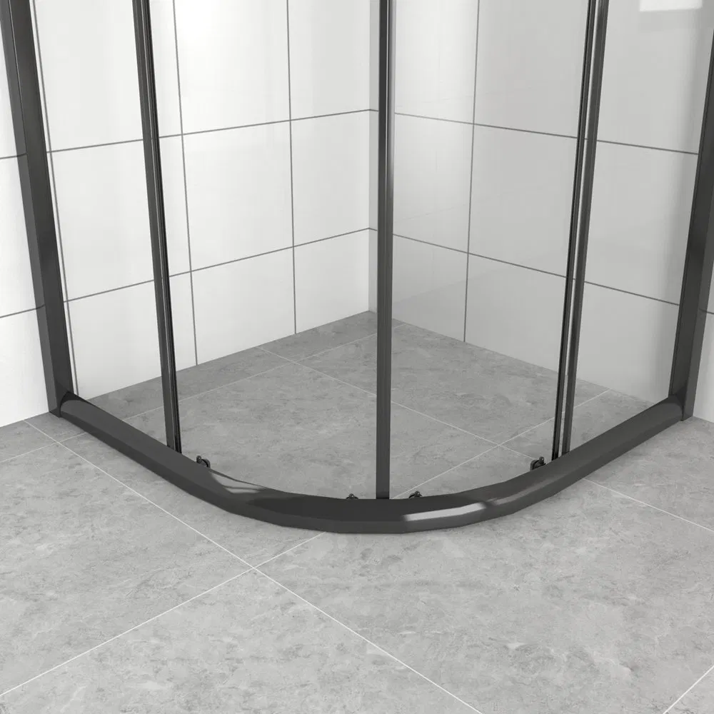 Black Aluminium Frame Glass Quadrant Double Sliding Doors Shower Cubicle