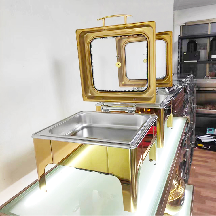 Kitchen Restaurant Food Warmer Alcohol Buffet Stove Gold Buffet Stove Chefing Dish