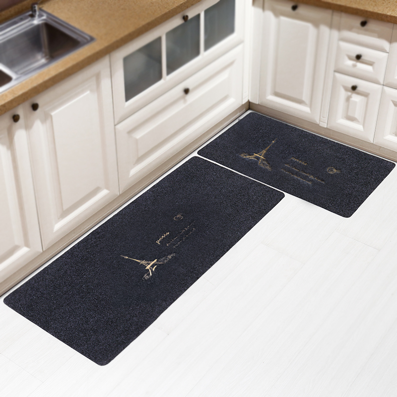 2 Pieces Non-Woven Printing or Embroidered Pattern Kitchen Doormat with TPR Backing