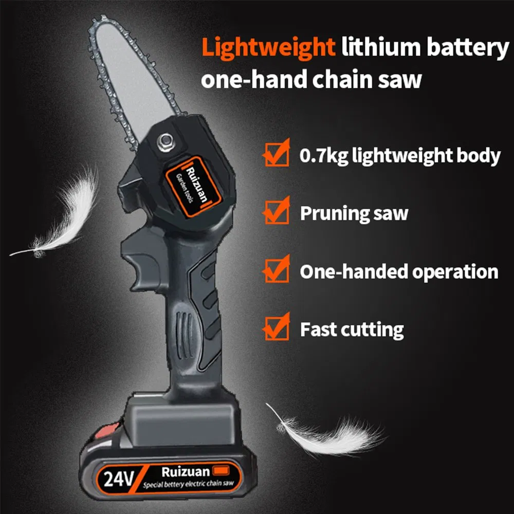 One-Hand Woodworking Lithium Battery Chainsaw Cordless Chain Saw Light Weight Portable Power Chain Saw for Wood Cutting