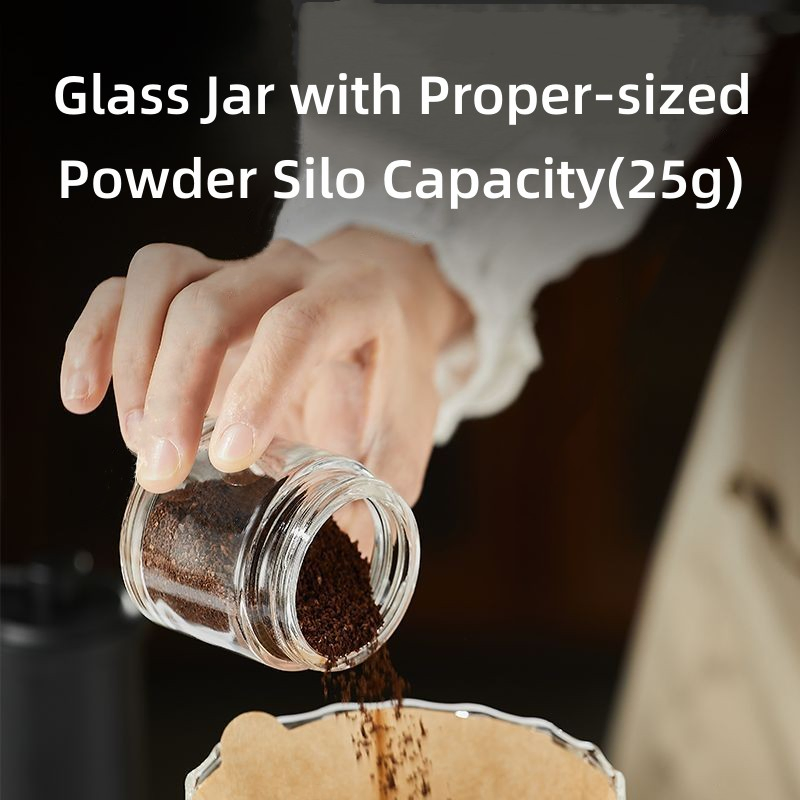 Manual Coffee Grinder Capacity 25g, Adjustable Settings of Coarseness, Portable Ceramic Conical Burr Grinder Coffee Grinder with Crank--White