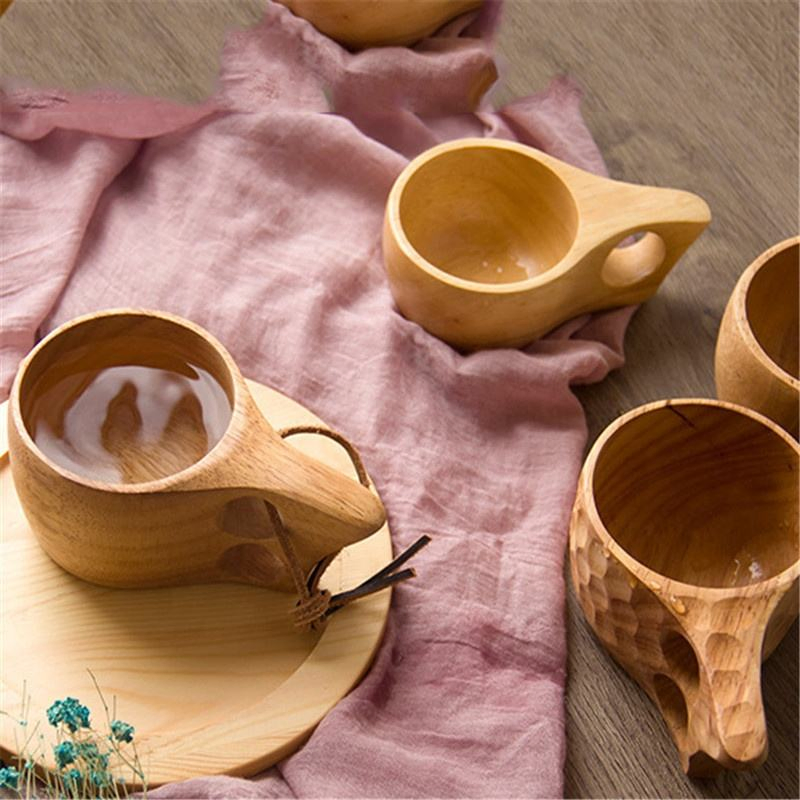 Portable Wood Coffee Mug Rubber Wooden Tea Milk Cups Water Drinking Mugs