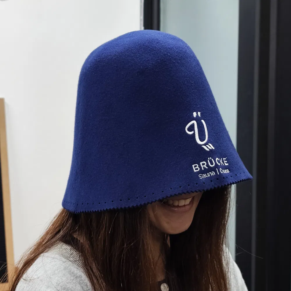 Thermal Insulation Sauna Hat, 2mm Thick Pure Wool, Logo Design, Factory Direct Sale