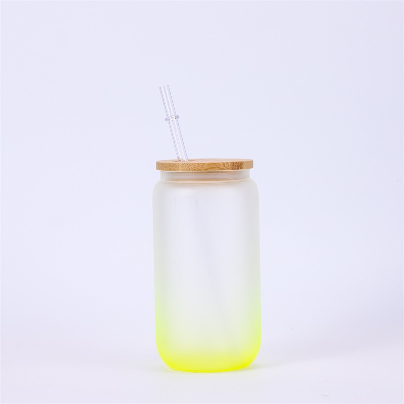 Стеклянная бутылка для воды 450 мл с крышкой и трубочкой