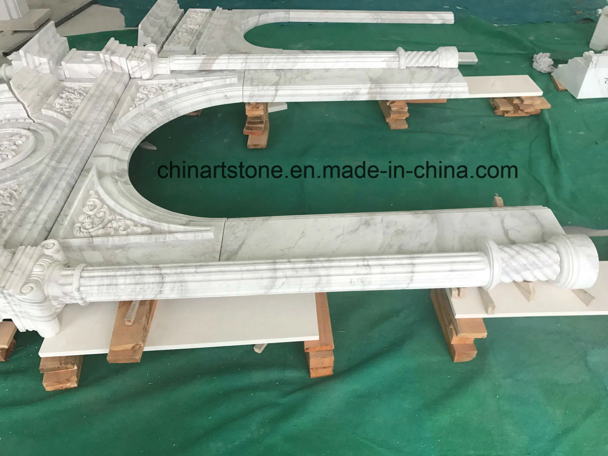 White Jade/Granite/Marble Europe Fireplace for House Heating Decoration