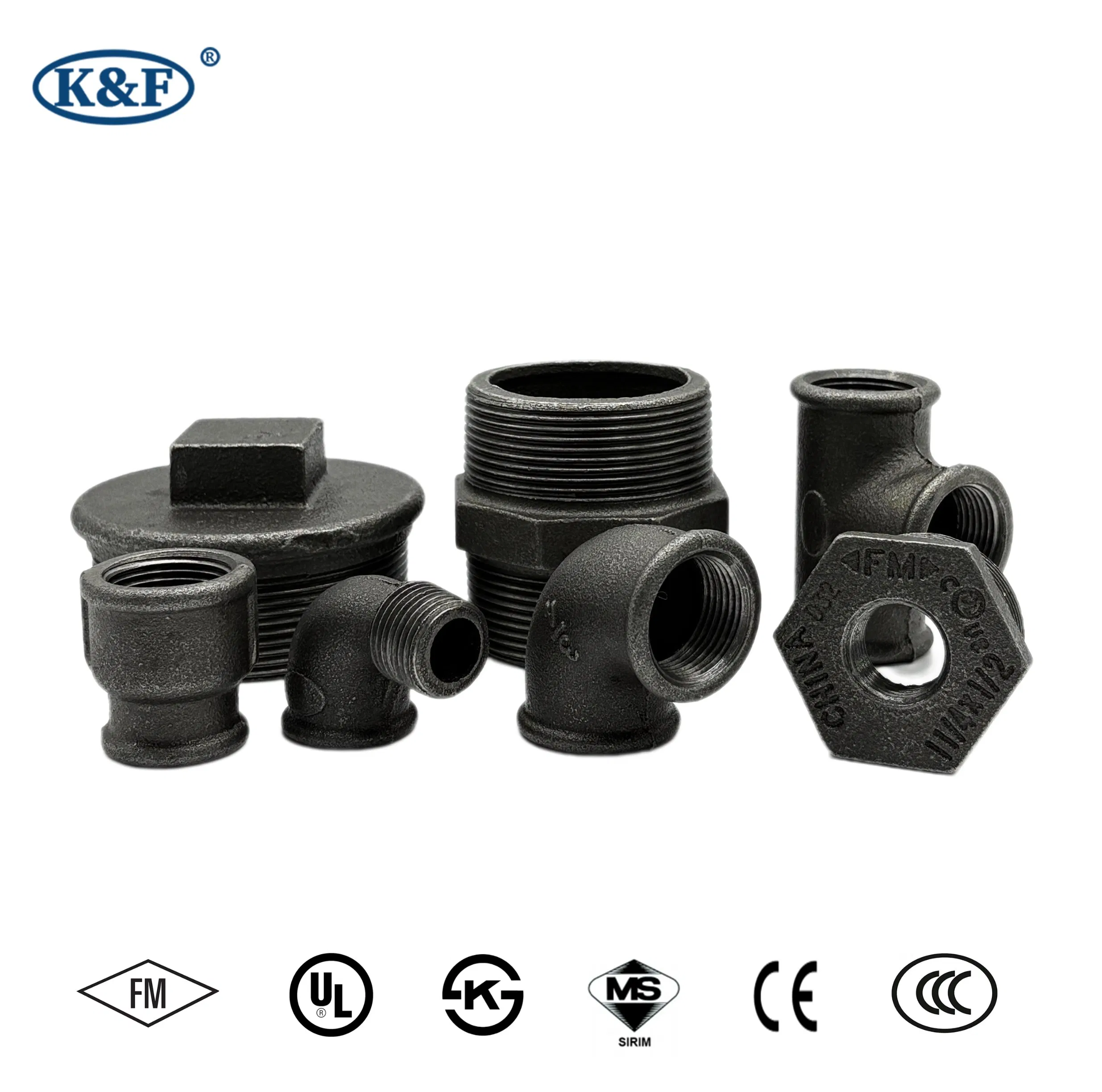 Kanaifu Black Round Edge Malleable Iron Pipe Fitting Socket with FM UL for Water/Gas/Oil
