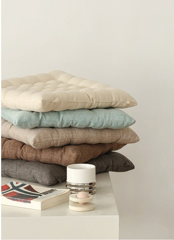 Solid Colors Dining Office Chair Square Floor Tatami Mat Linen Cover Seat Cushion