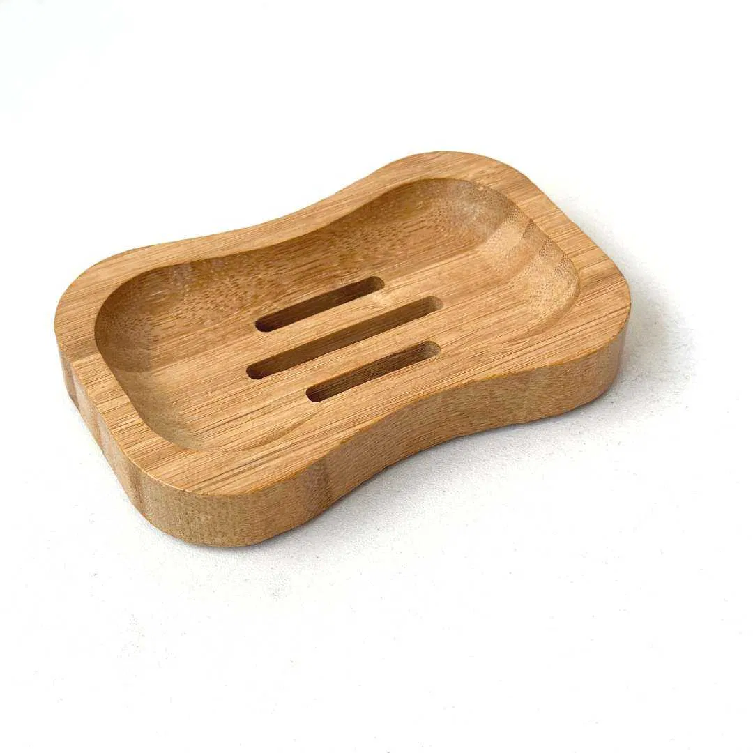 Uniquely Designed Wooden Bathroom Storage Tray with a Bamboo Soap Dish