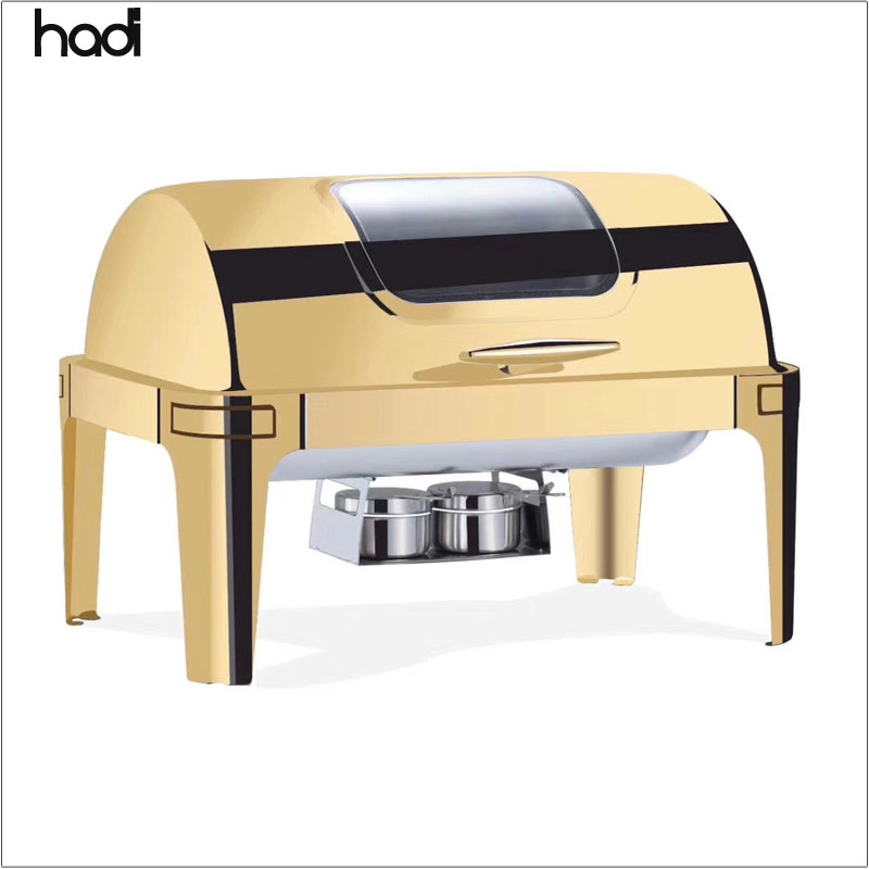 9 Quart Stainless Rectangular Chafer Buffet Food Warmer Oblong Roll Top Chafing Dish Set Restaurant Kitchen Hotel Supplies