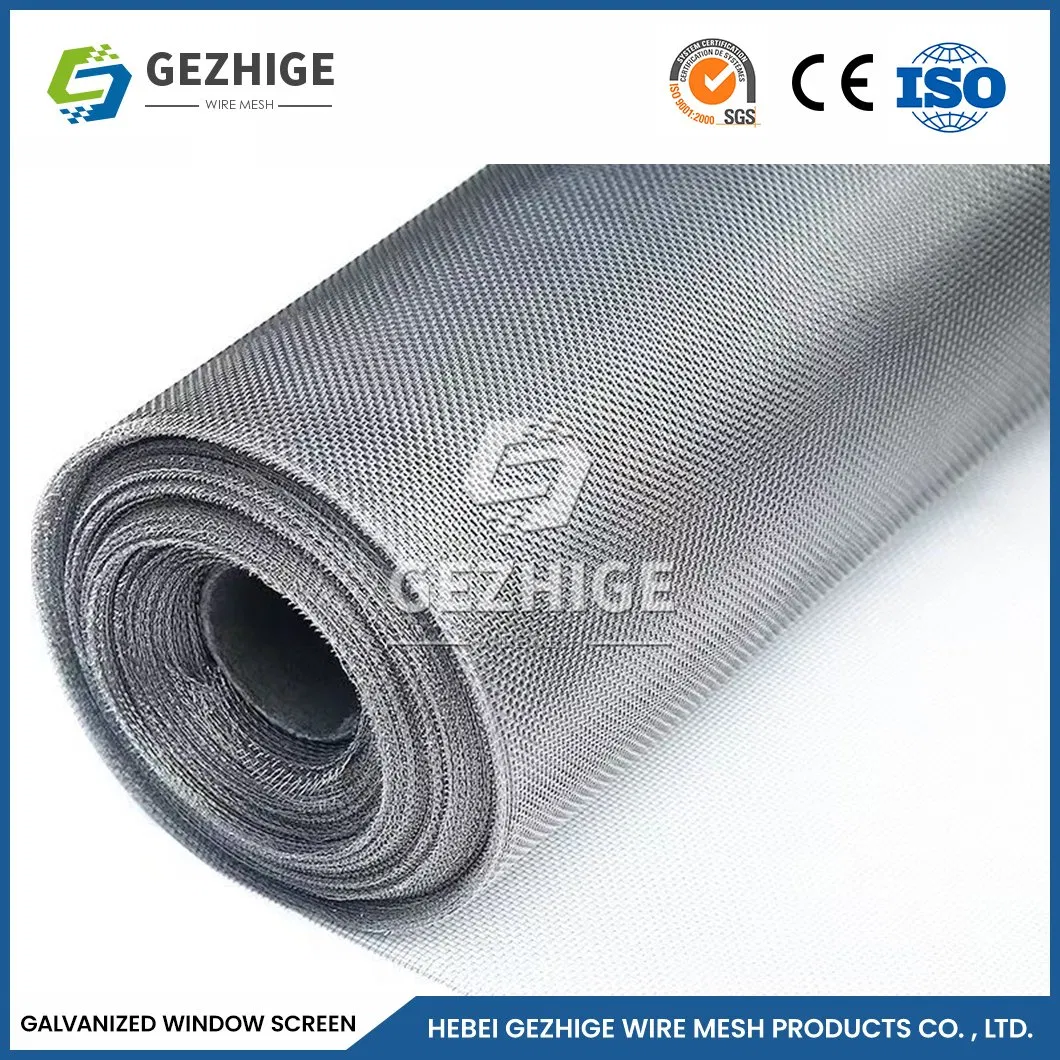 Gezhige Wholesale Galvanized Square Mesh Manufacturers 0.8m-1.8m Width Light Steel Anti-Mosquito Screen China Modern Design Style Galvanized Window Screen