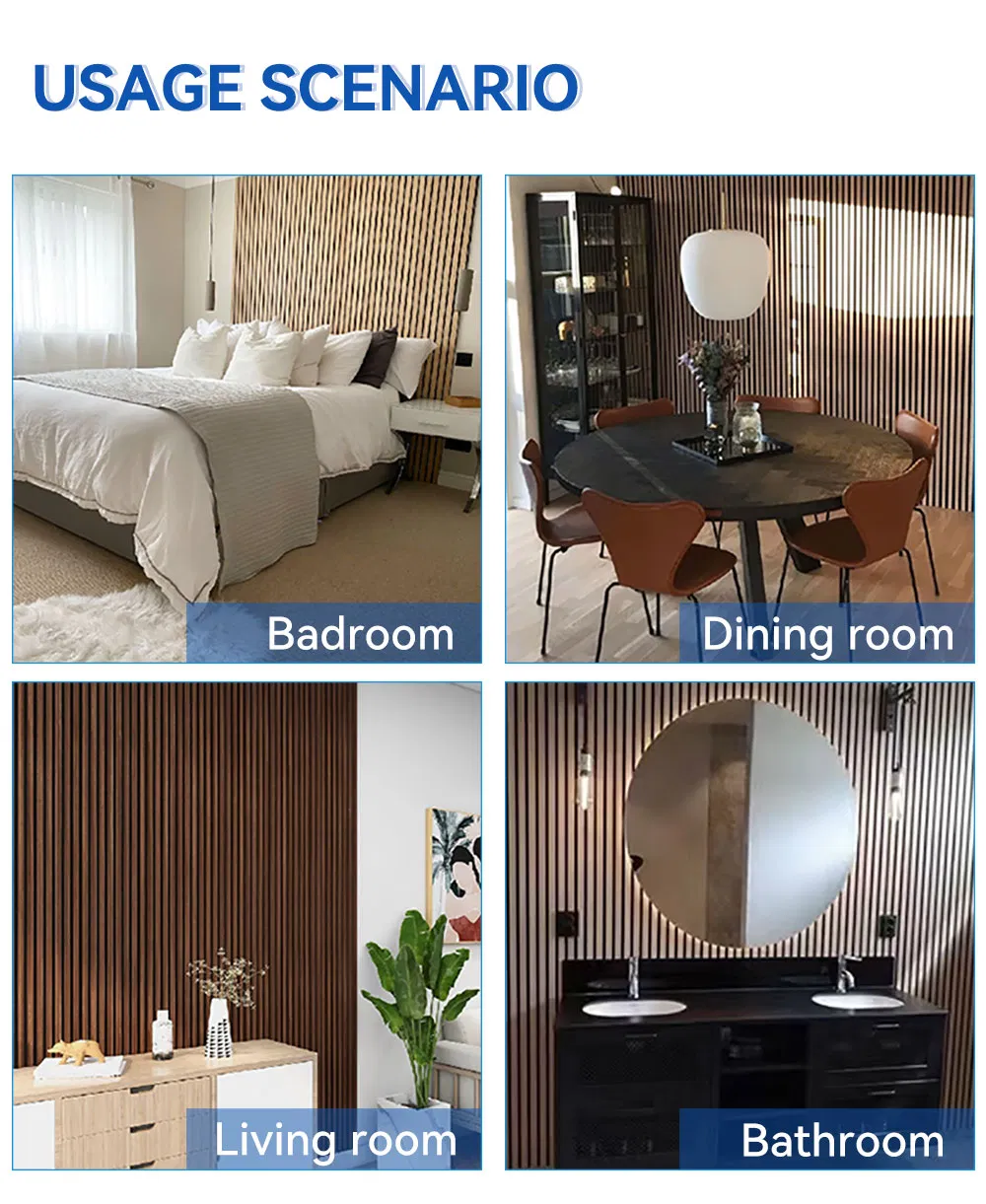 Rongchang Interior Decoration Wall and Ceiling Soundproof MDF Akupanel Wood Slatted Wall Acoustic Felt Panels