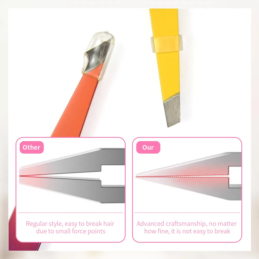 Stainless Steel Beauty Eyelash Tweezers Gradient Color Lash Eyebrow Applicator Tool Set