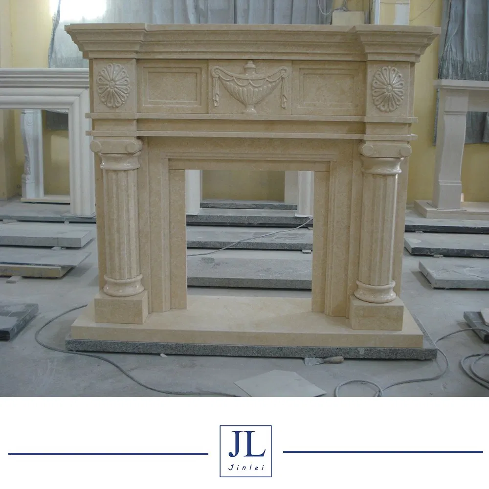 Electric Antique Sunny Travertine Limestone Beige Brown Marble Fireplace and Marble Fireplace and Stone Fireplace Mantels