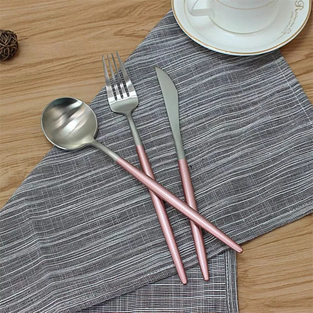 Wedding Gorgeous Pink Stainless Steel Cutlery, 18/10 Matte Pink/Gold/Black Stainless Steel Flatware Set for Gift or Hotel