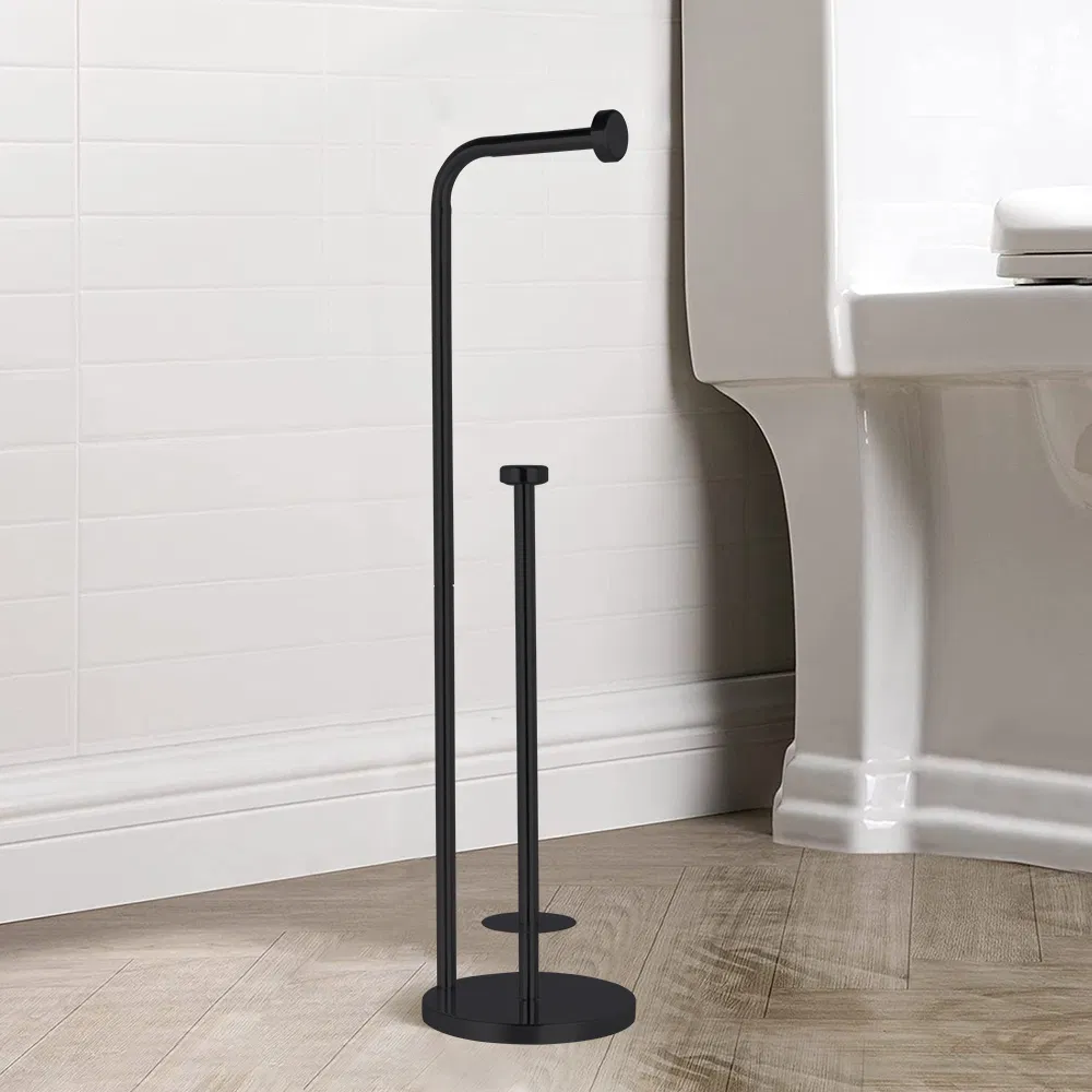 Stainless Steel Free Standing Toilet Paper Holder Stand Modern Tissue Roll Holder