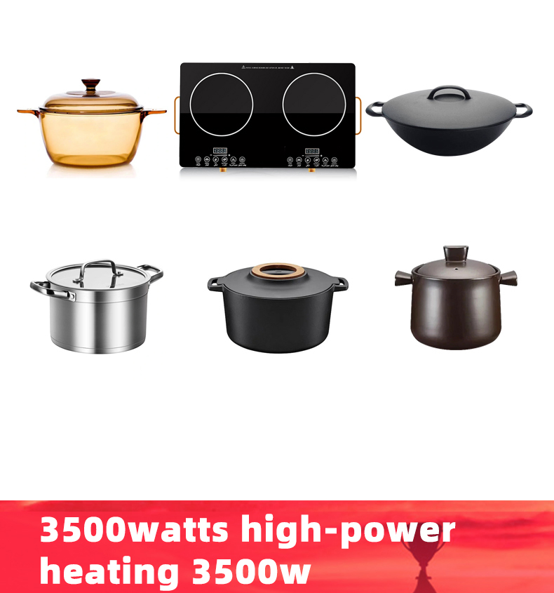 Double Burner Infrared Cooker with Touch Control, Crystal Glass Panel, OEM Ready