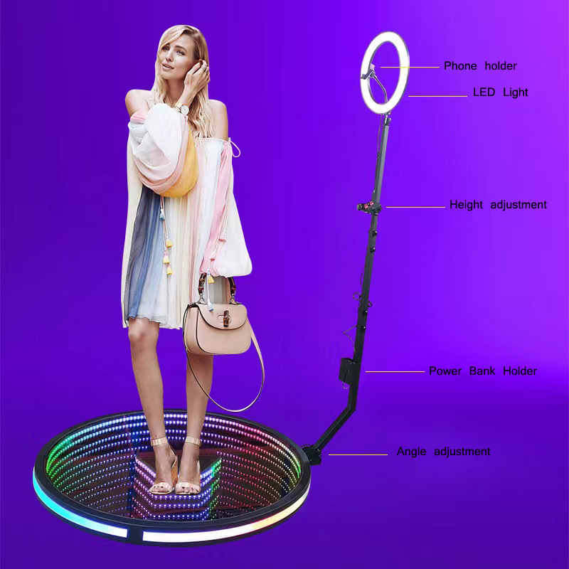 2023 Latest Trending 360 Photo Booth Portable Photo Booth with Props Cam Video Booth with Ring Light for Wedding