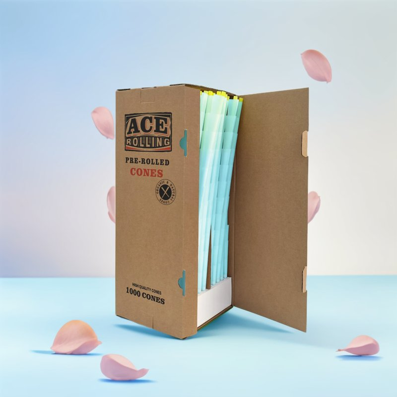 King Size Blue Color Rolling Paper Cone 1000 PCS/Box Raw Rolling Paper