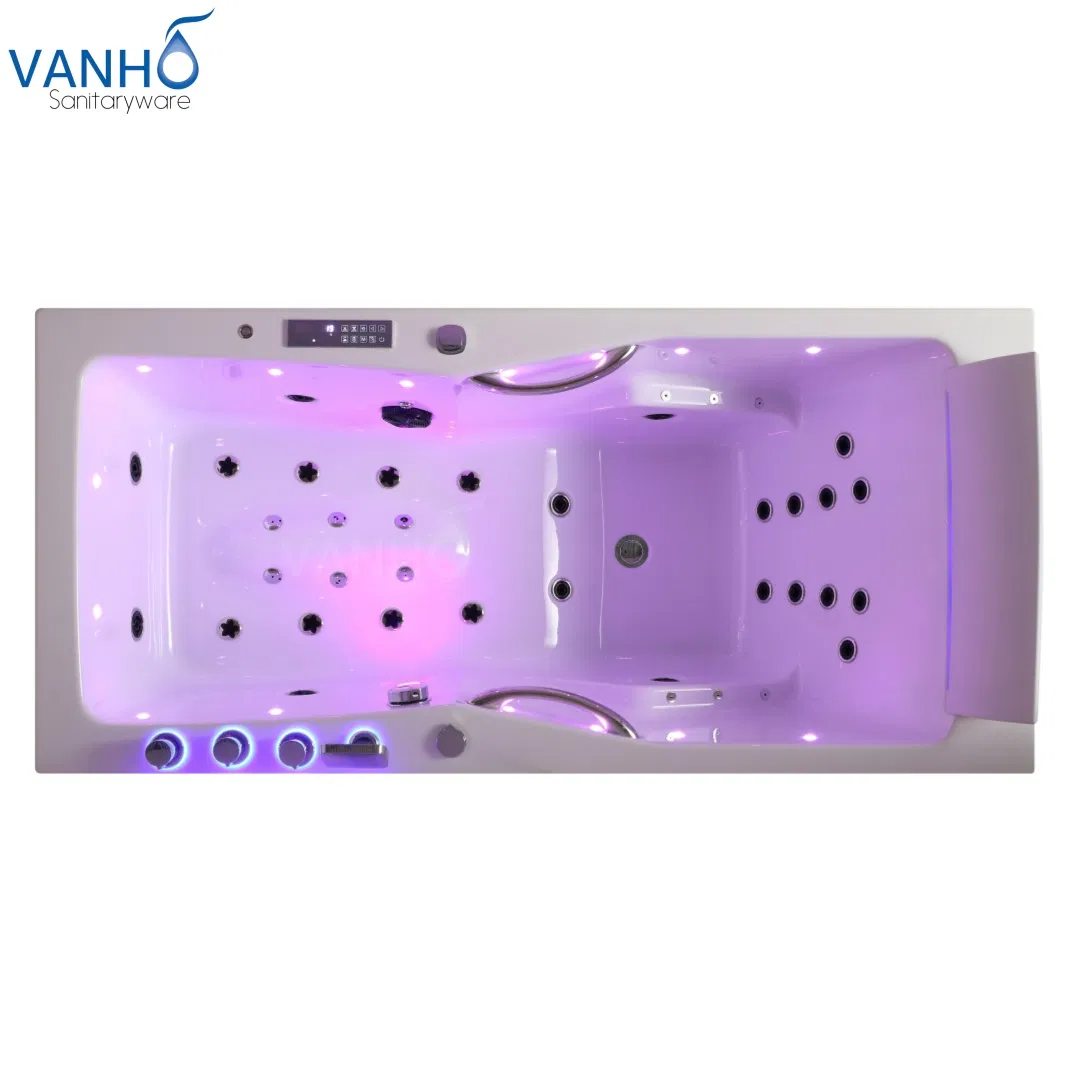 Угловая акриловая ванна с гидромассажем и пузырьками воздуха