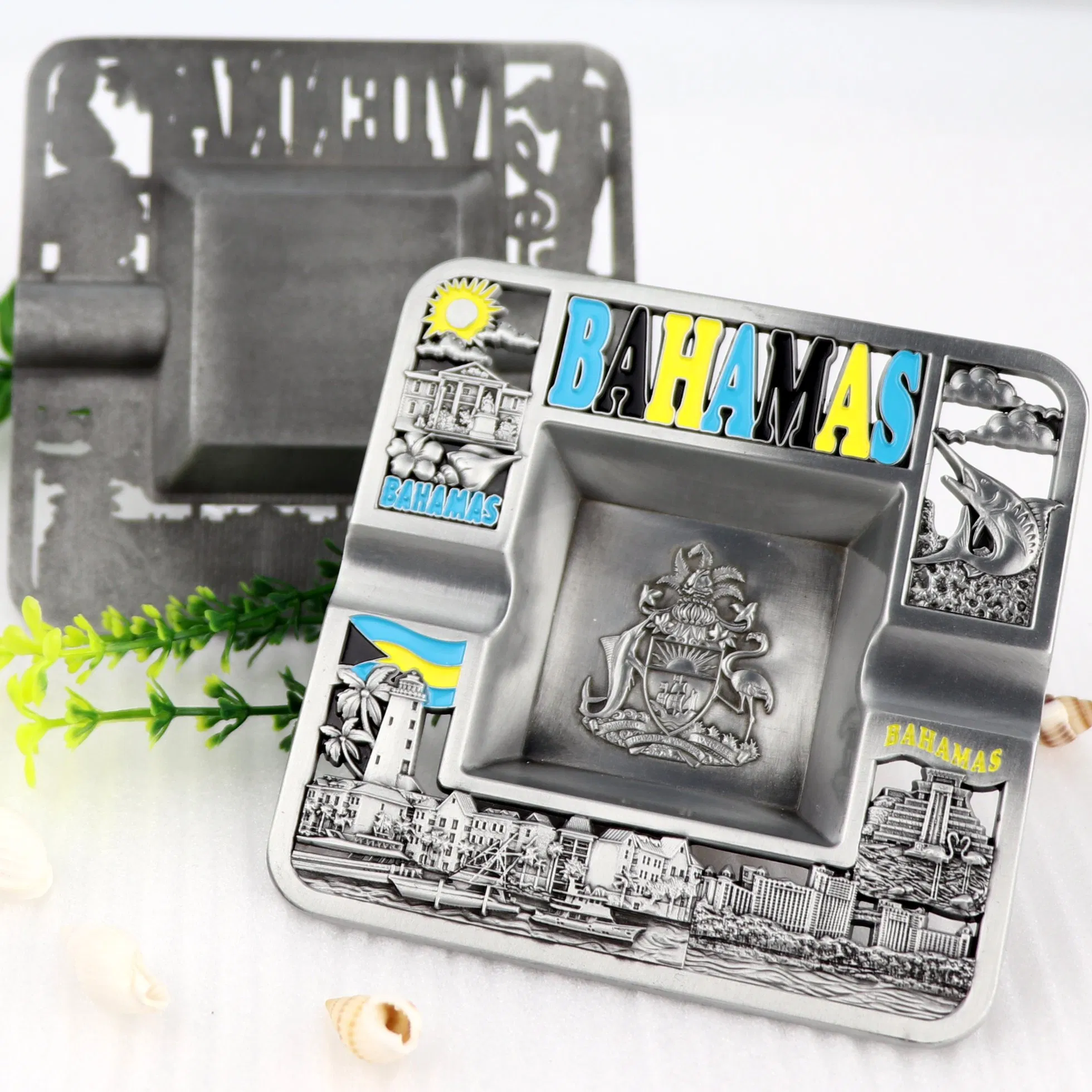 Factory Custom Logo Zinc Alloy Souvenir Cigarettes Cigars Metal Pocket Ashtray