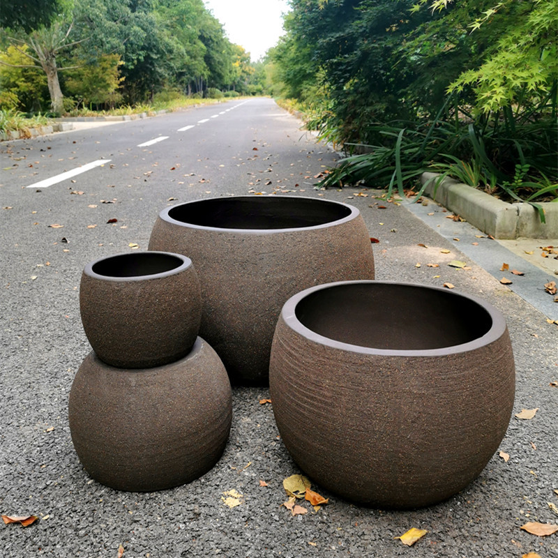 Горшки керамические глиняные фиолетовые большие напольные