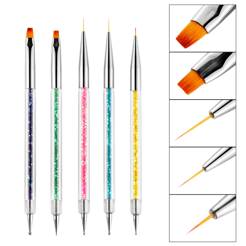 New Design Wholesale Double-Ended Pull Line Drawing Flower Sculpture Nail Pen