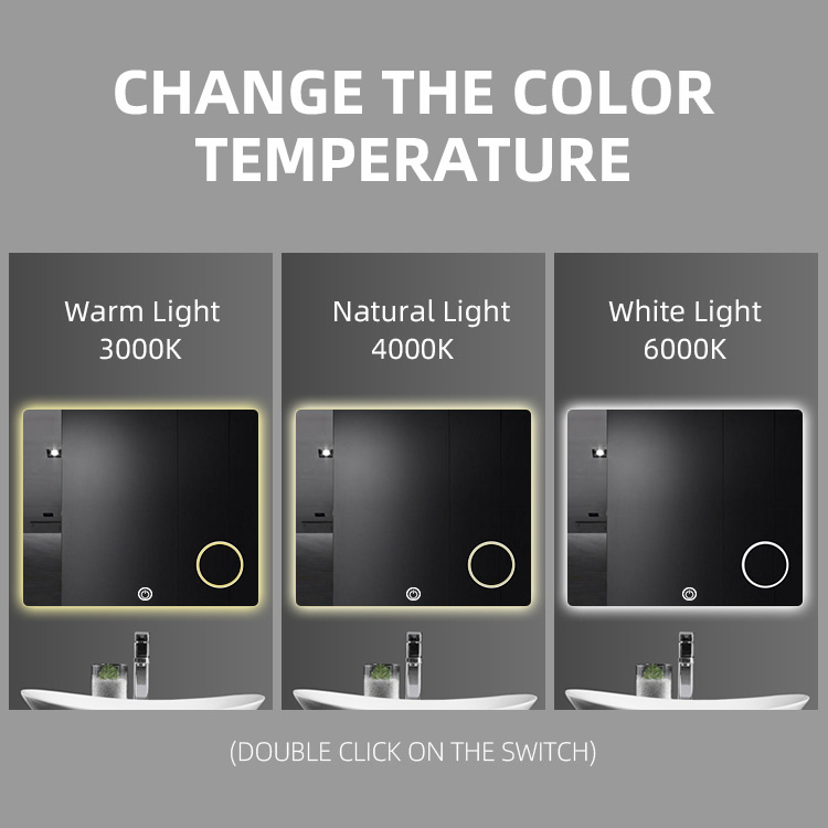 Modern LED Illuminated Backlit Switch Touch Wall Hung Bathroom Vanity Smart Mirrors Light