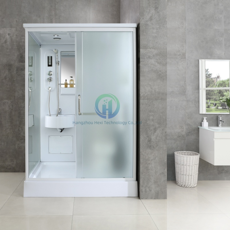Low MOQ Customized White Frame Frosted Glass All in One Bathroom