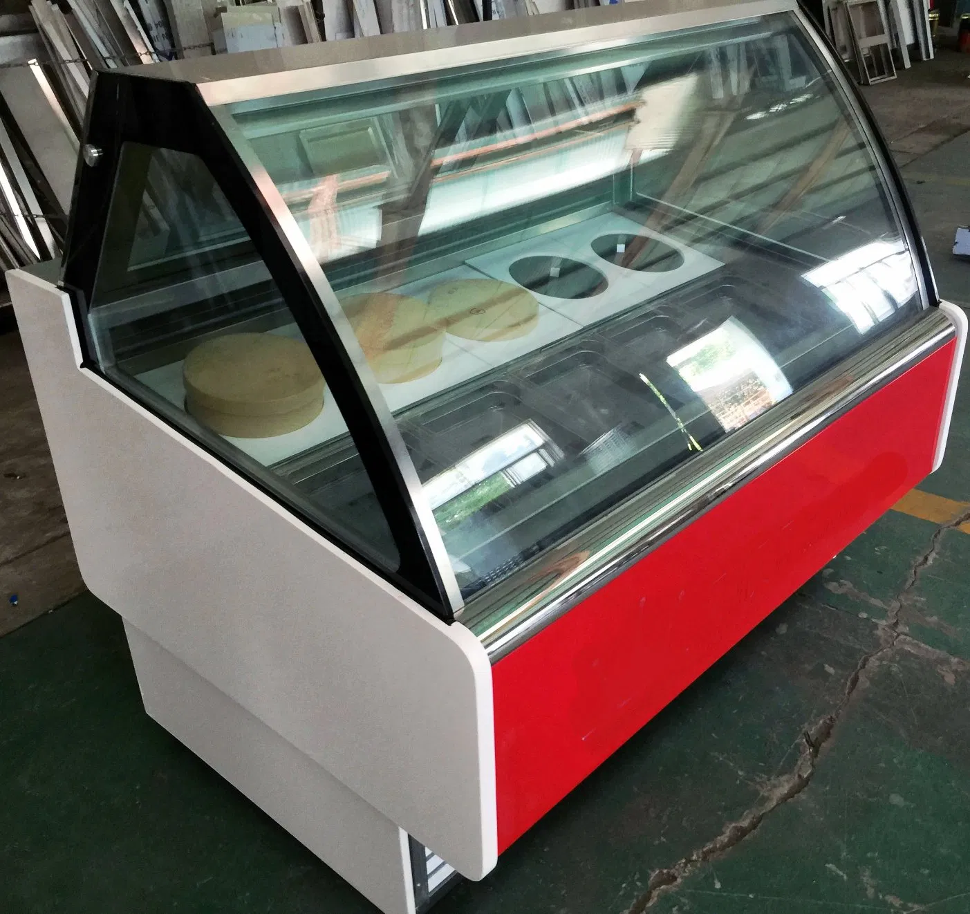 Hard Ice Cream Display Cabinet/ Glass Showcase