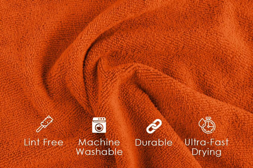 Fantasticlean Super Absorbent 36 Pack Premium Microfiber Towels Microfiber Cleaning Cloth Rag 16 X 16 in for Cars Orange
