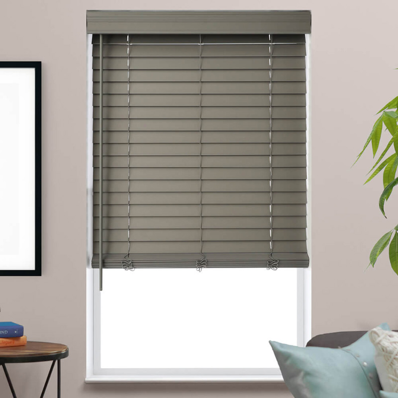 High Quality Vinyl Faux Wood Blinds Dark Grey & Black Style