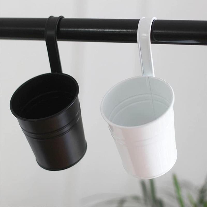 Ведро-кашпо металлическое подвесное для цветов