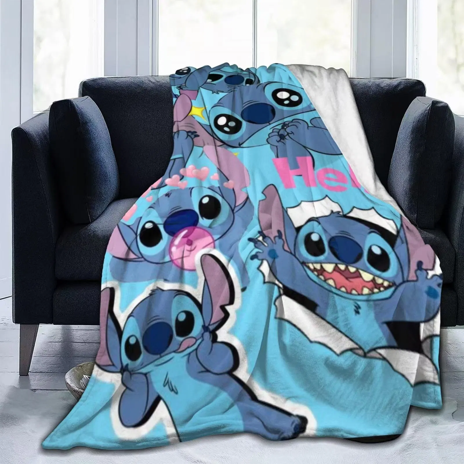 Stitch Throw Blanket Soft Flannel Throw Blankets for Couch Sofa Bed Car