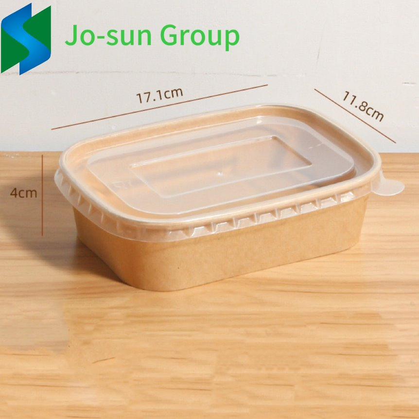 Factory Outlet Biodegradable Rectangle Kraft Paper Bowl Recyclable Kraft Paper Disposable Salad Bowl
