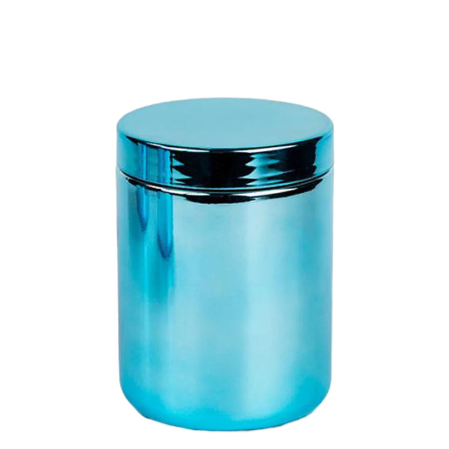 16oz Blue Chromed HDPE Plastic Package Canister with Plastic Lid