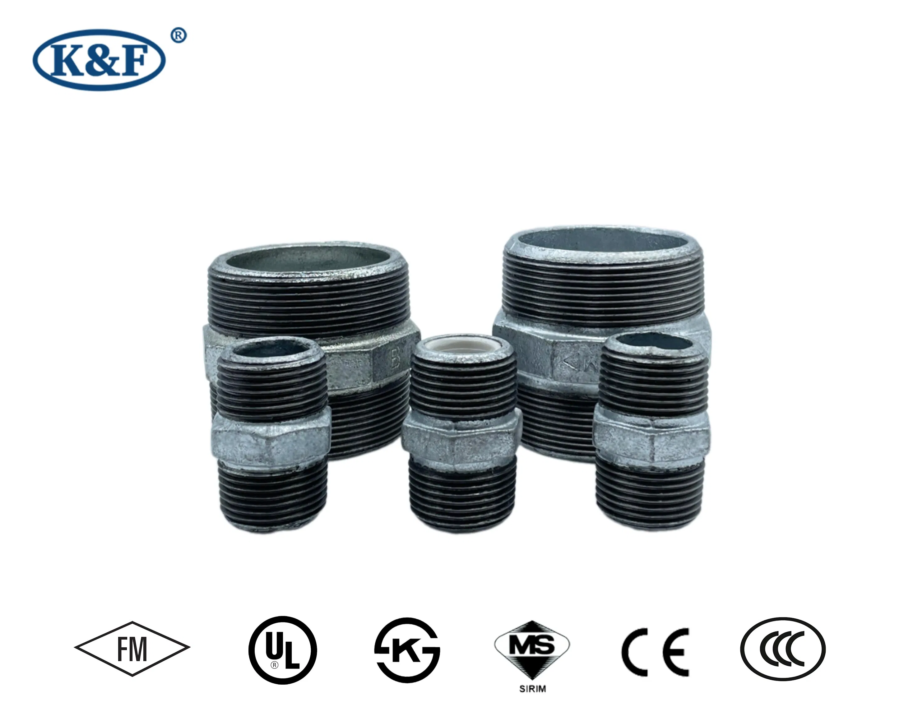 Kanaifu UL FM ISO Malleable Iron Pipe Fitting Connection Female Threaded Nipple