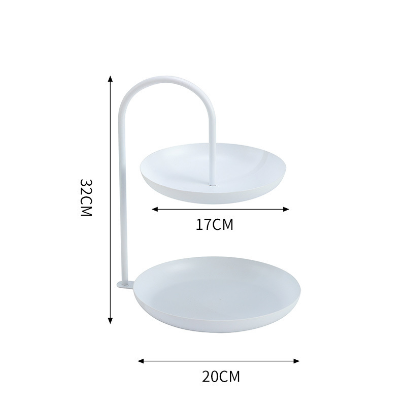 Modern Living Room Fruit Tray Double Layer Metal Snack Storage Basket