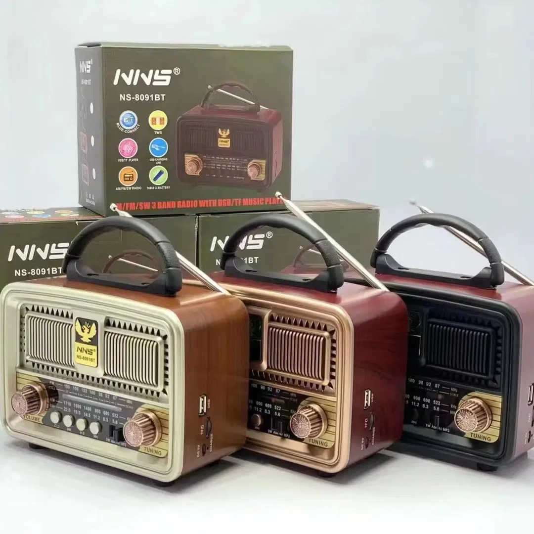 Ретро радио NS-8091BT с Bluetooth, деревянный корпус