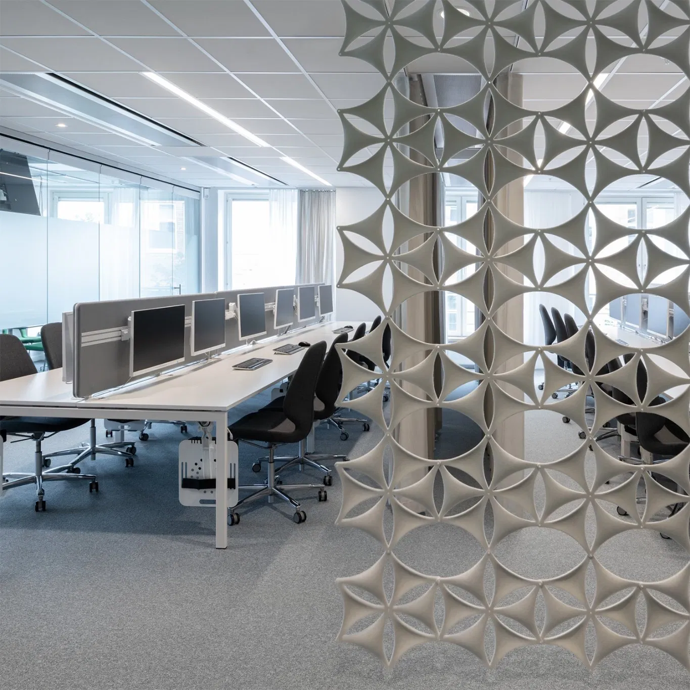 Flexible Room Divider Noise Cancelling Acoustic Hanging Screen Polyester Fiber Soundproof Office Partition