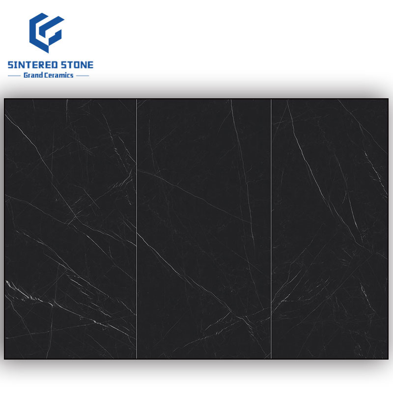 High Glossy Black 1200*2700mm Sintered Stone Slabs 9mm Popular Marble Look Porcelain Tile for Dining Room