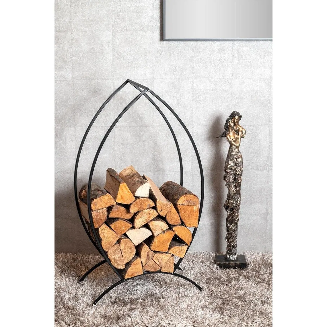 Fireplace Log Holder in Black Metal
