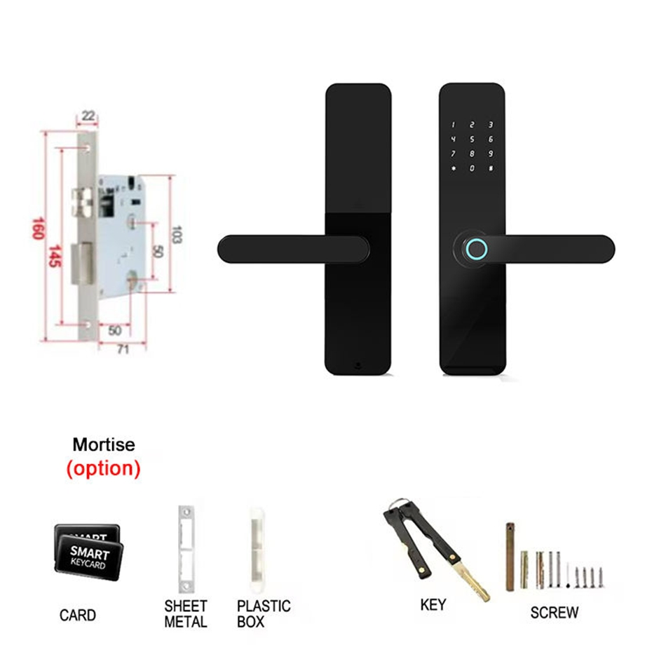 Intelligente Biometric Digital Combination Fingerprint Password Tuya WiFi Smart Door Lock
